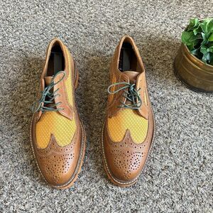 Greenwich Vintage Co. Leather Wingtip Oxford Dress Shoes US 8.5D Custom Lug Sole